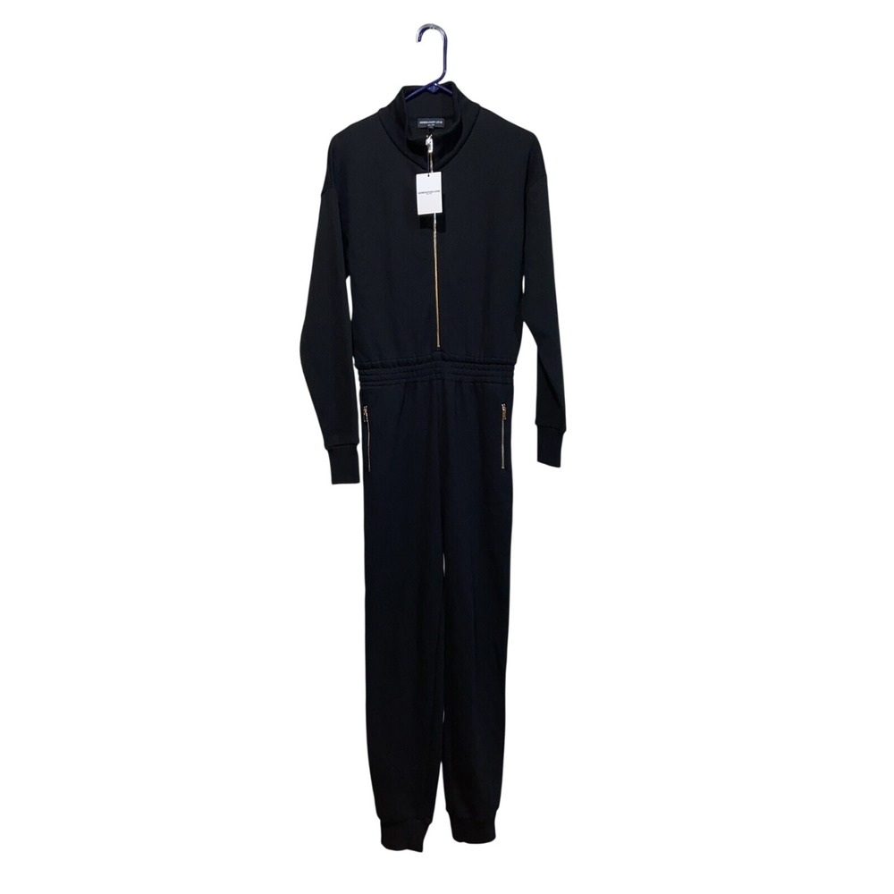 Generation Love Women's‎ Kyla Jumpsuit SMALL Black Half Zip Comfy Long Sleeve